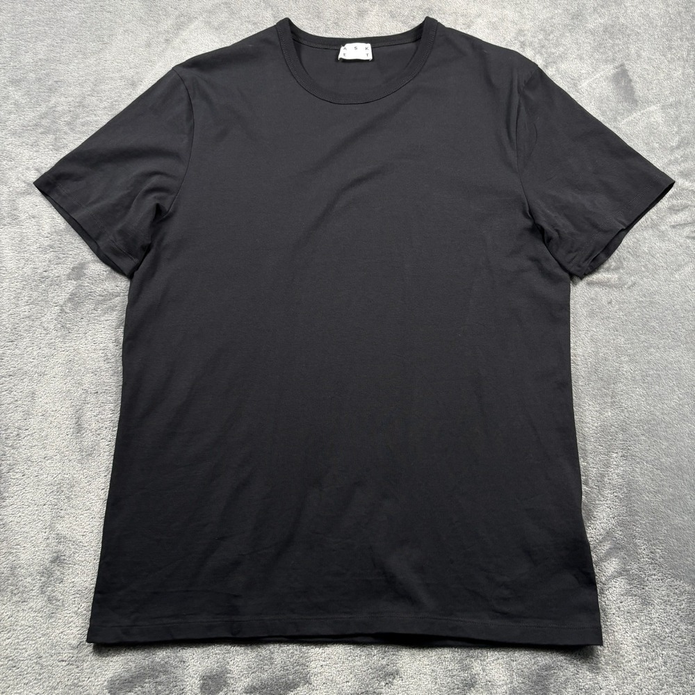 ASKET Shirt Mens Large Black Organic Cotton T-Shirt Regular Fit Mid-Weight